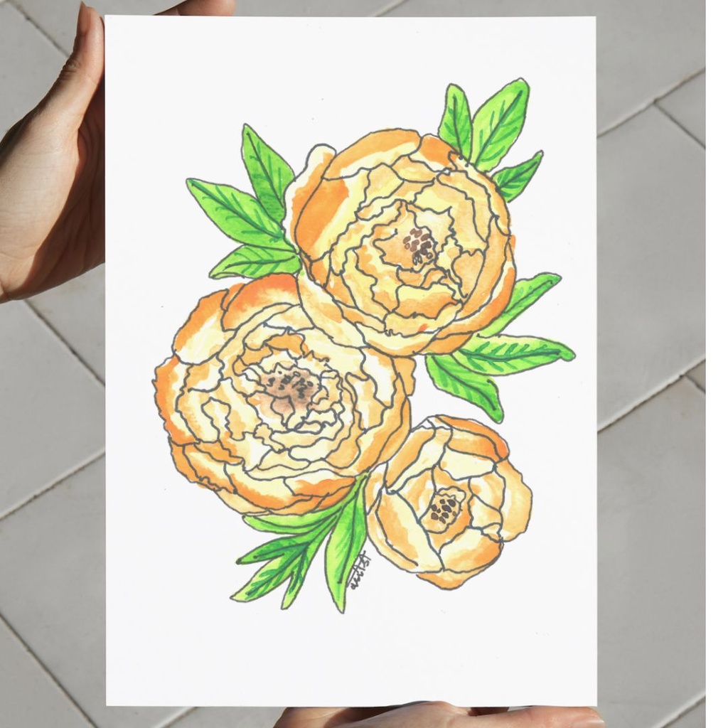 Golden Peony | A4 Wall Poster