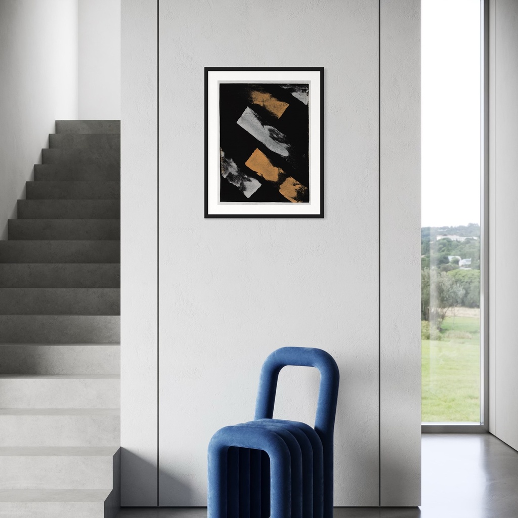 Golden Strokes in the Dark | 60 cm x 45 cm x 0.1 cm | Original Art on Rolled Canvas