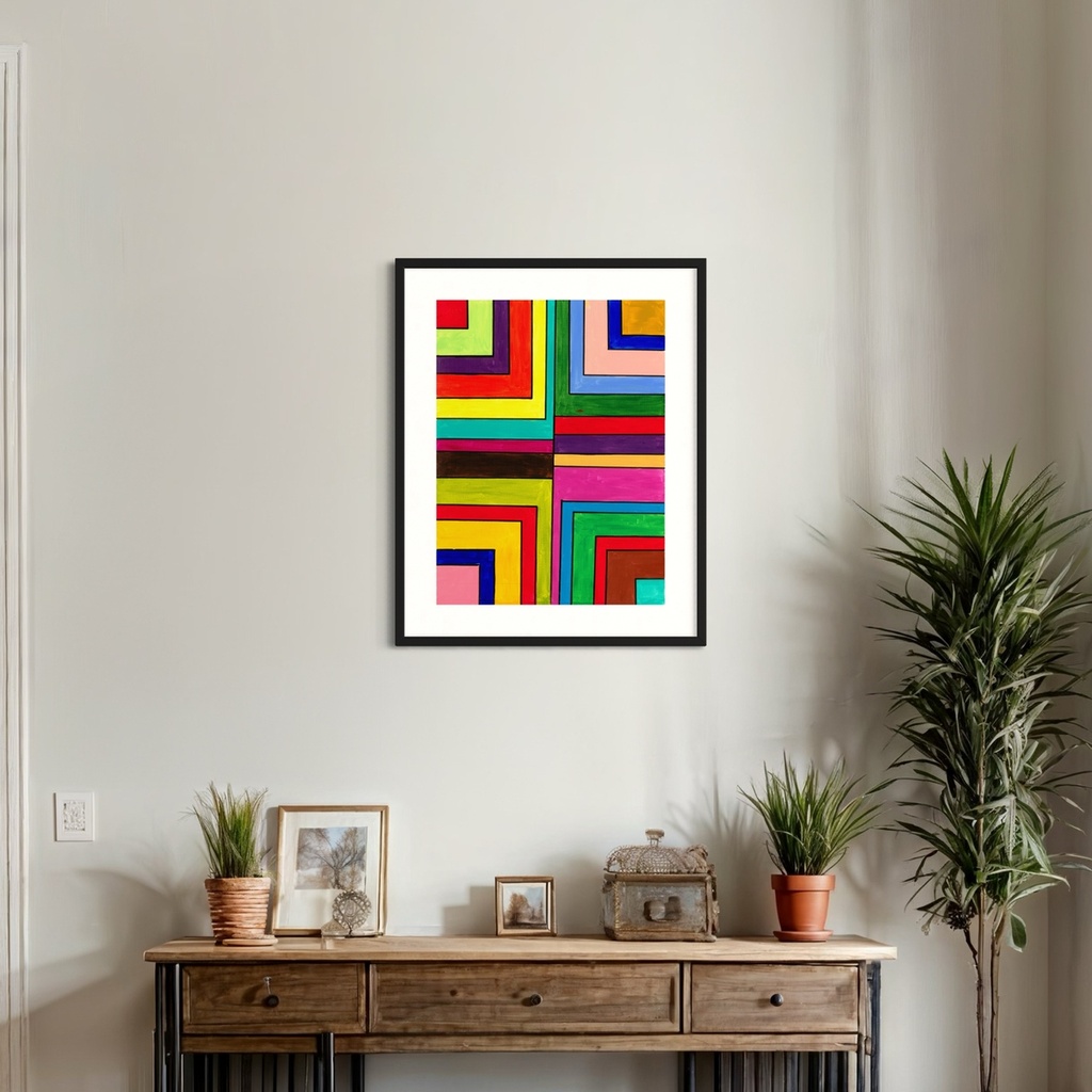Chromatic Corners: Where Colors Find Balance | 60 cm x 45 cm x 0.1 cm | Original Art on Rolled Canvas