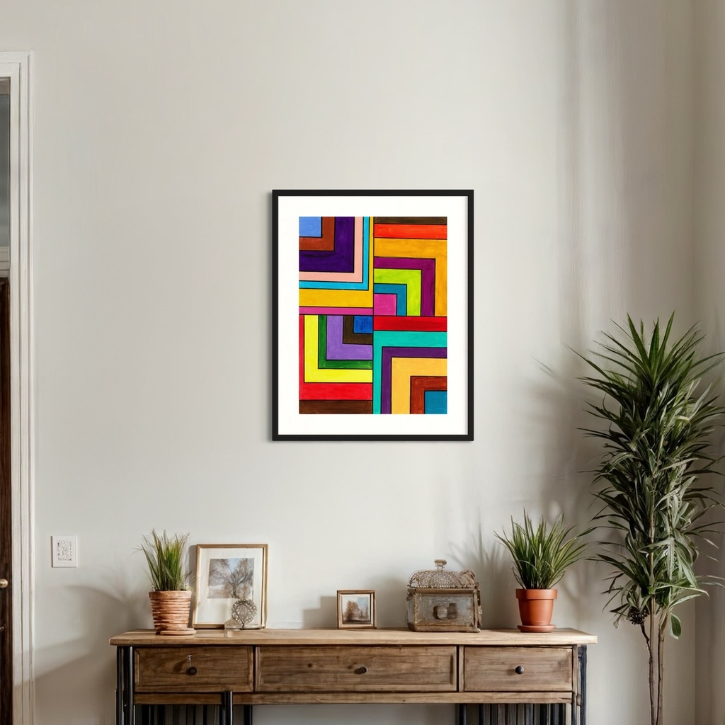 Linear Symphony: Rhythm in Structured Flow | 60 cm x 45 cm x 0.1 cm | Original Art on Rolled Canvas
