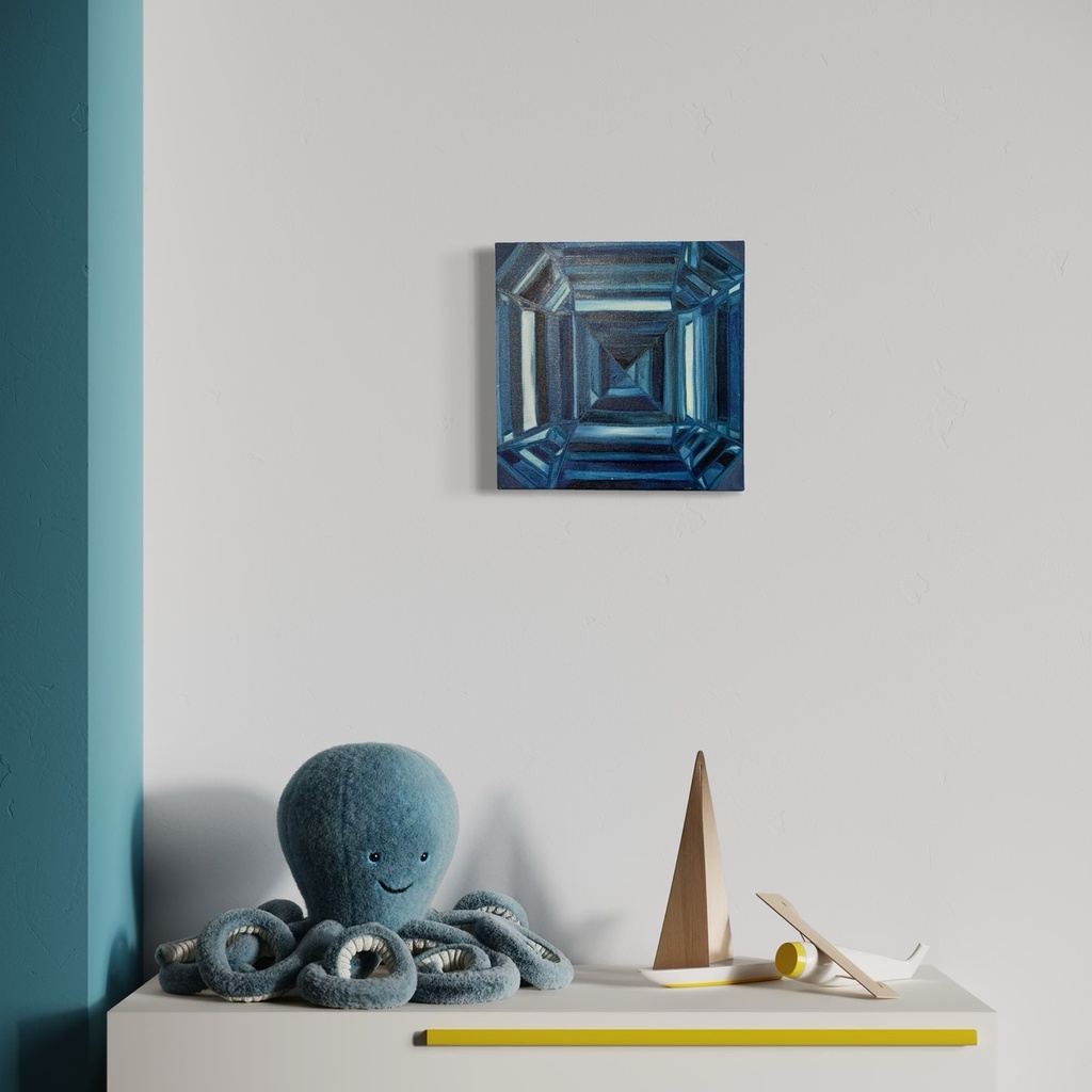 Depth of Sapphire Light | 30 cm x 30 cm x 4 cm | Original Art on Stretched Canvas