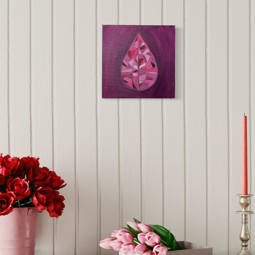 Blush of a Diamond Tear | 30 cm x 30 cm x 3 cm | Original Art on Stretched Canvas