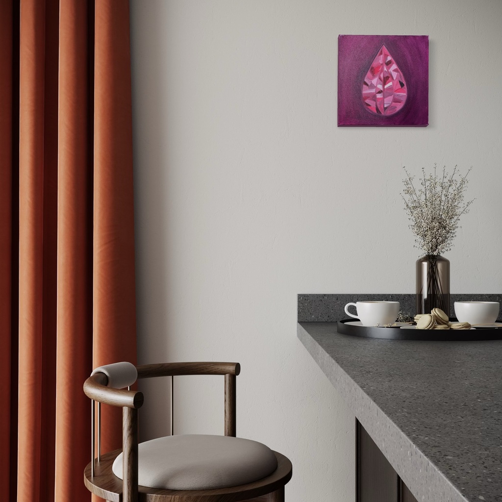 Blush of a Diamond Tear | 30 cm x 30 cm x 3 cm | Original Art on Stretched Canvas