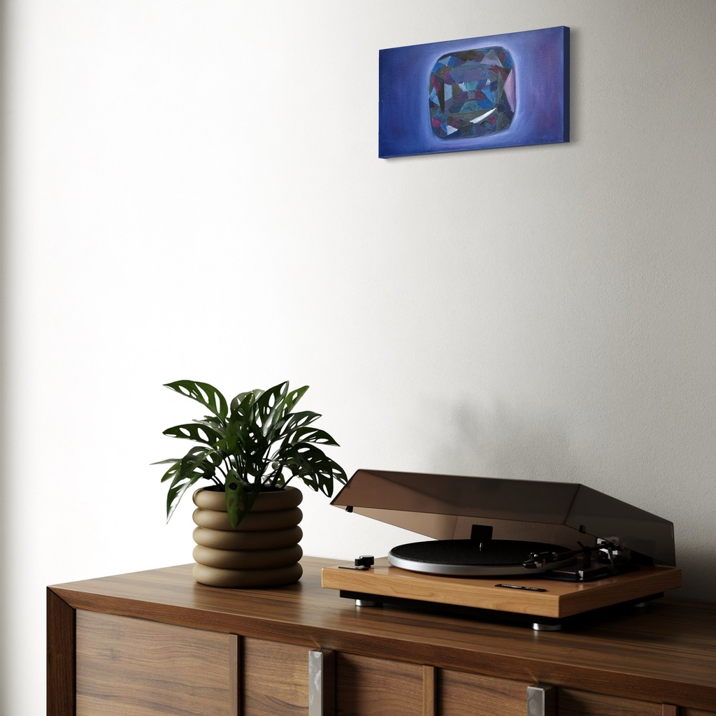 Celestial Facets of Sapphire | 40 cm x 20 cm x 2 cm | Original Art on Stretched Canvas