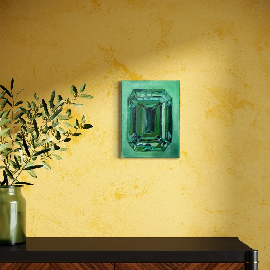 Lush Reflections of Emerald | 33 cm x 24 cm x 2 cm | Original Art on Stretched Canvas