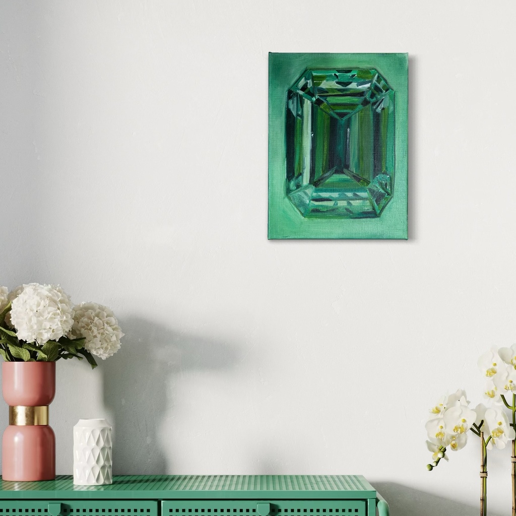 Lush Reflections of Emerald | 33 cm x 24 cm x 2 cm | Original Art on Stretched Canvas