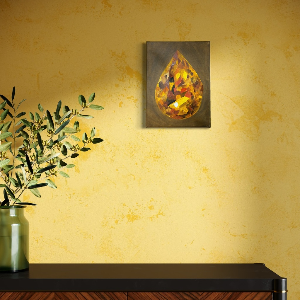 Golden Flame of Brilliance | 33 cm x 24 cm x 2 cm | Original Art on Stretched Canvas
