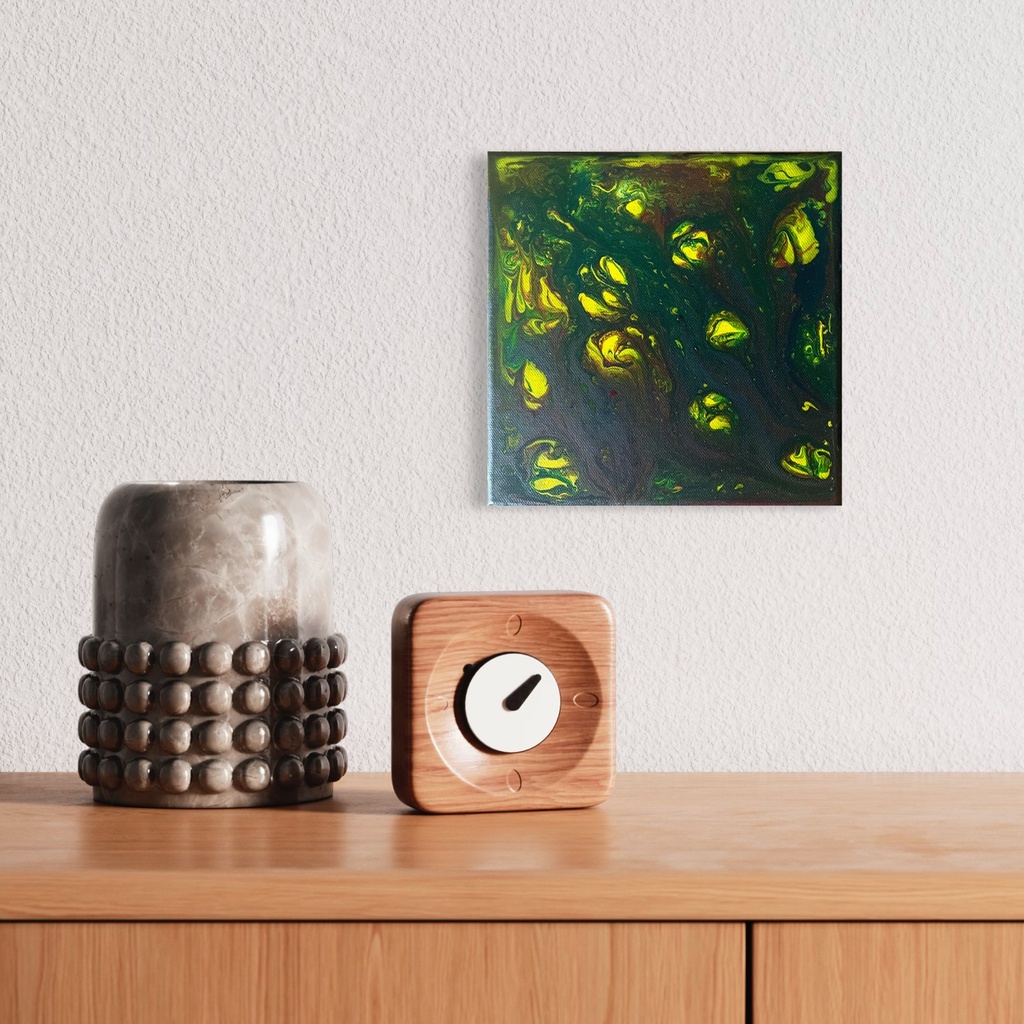 Golden Glimmers in Motion | 20 cm x 20 cm x 2 cm | Original Art on Stretched Canvas