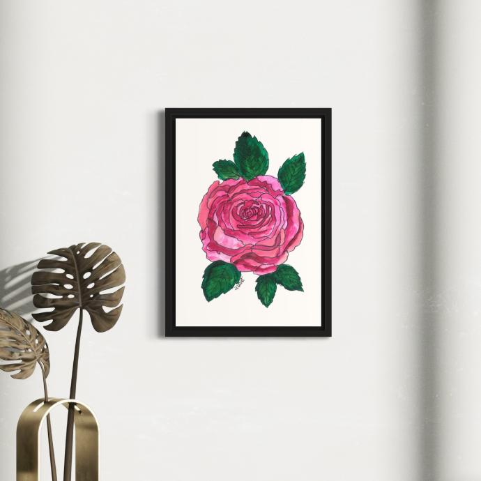 Peppy Petals - Rosa - A4 Size WallPoster  | 29.7 cm x 21 cm x 0.1 cm | Print on High Quality 300GSM Paper