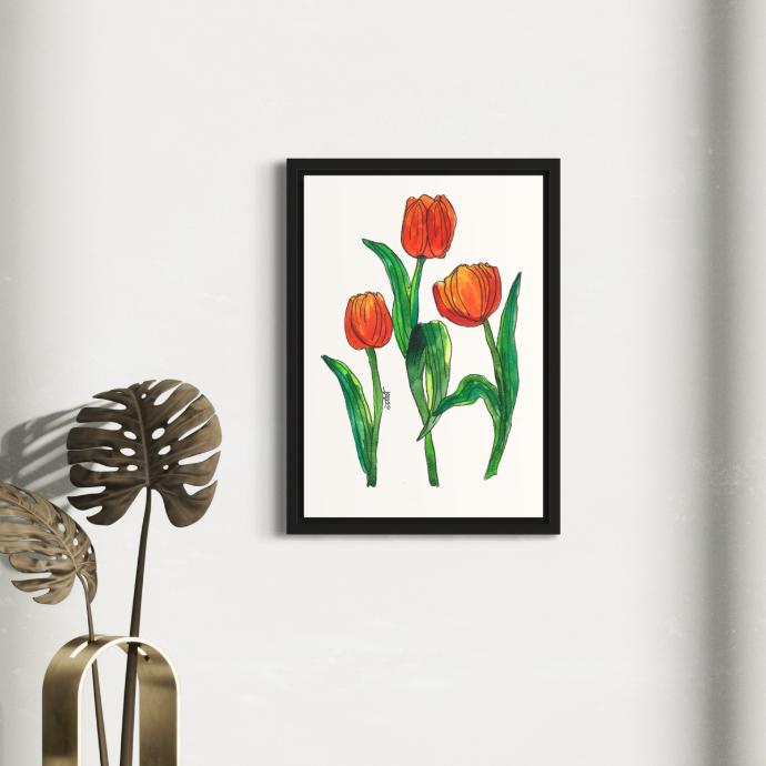 Peppy Petals - Tulipa - A4 Size WallPoster  | 29.7 cm x 21 cm x 0.1 cm | Print on High Quality 300GSM Paper