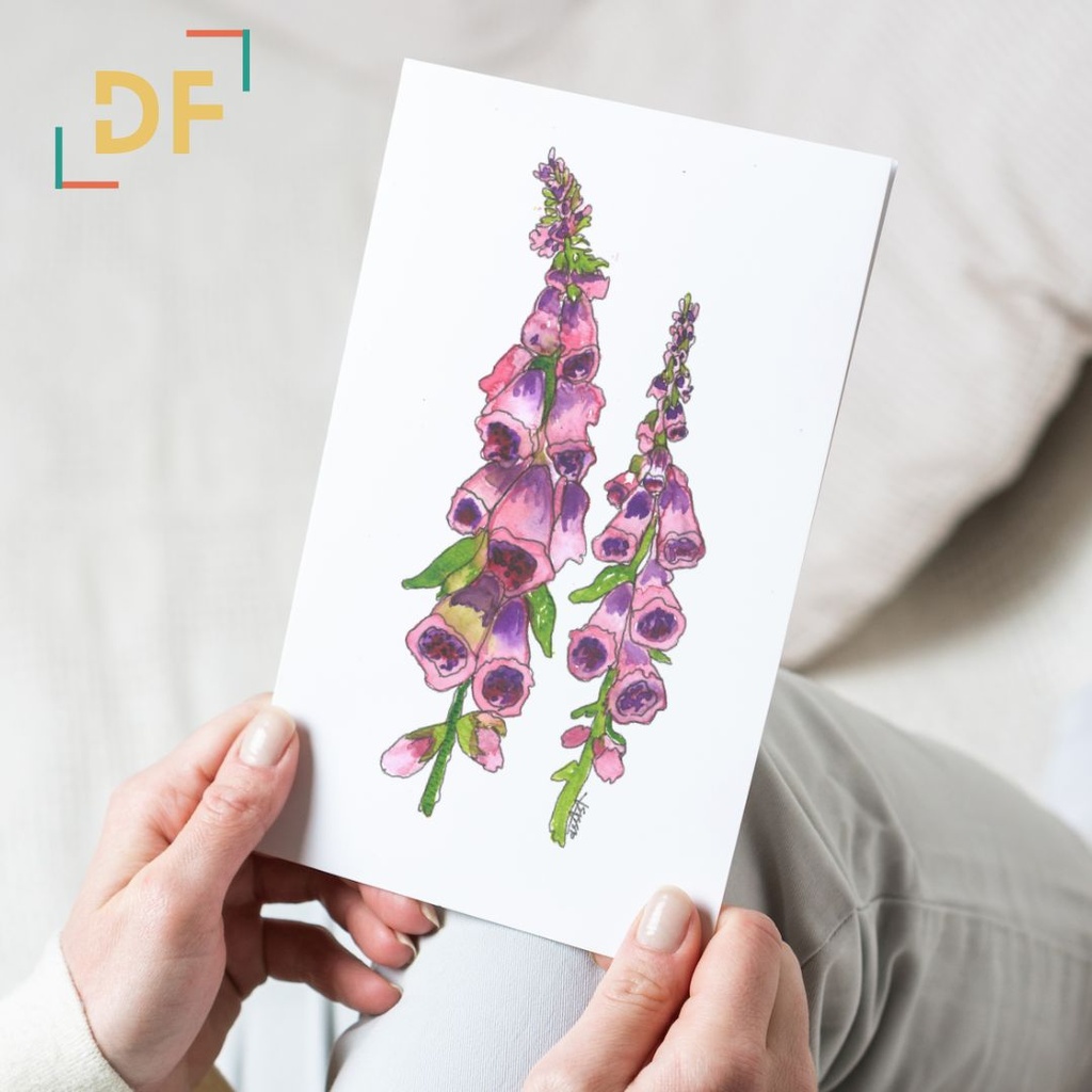 Peppy Petals - Digitalis - A6 Card | 14.8 cm x 10.5 cm x 0.1 cm | Print on High Quality 300GSM Paper