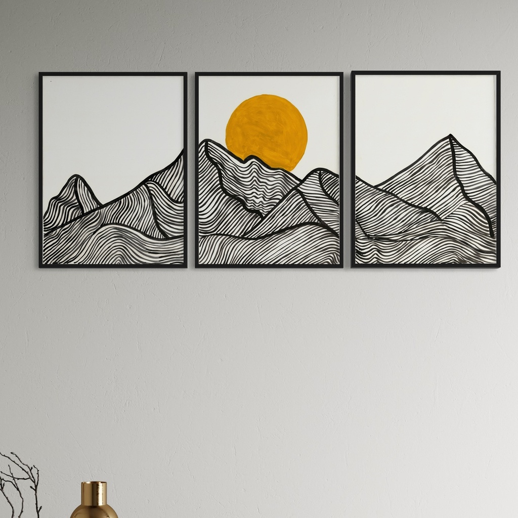 Undulating Peaks and Glow | 60 cm x 45 cm x 0.5 cm | A set of 3 Original Arts on Rolled Canvas