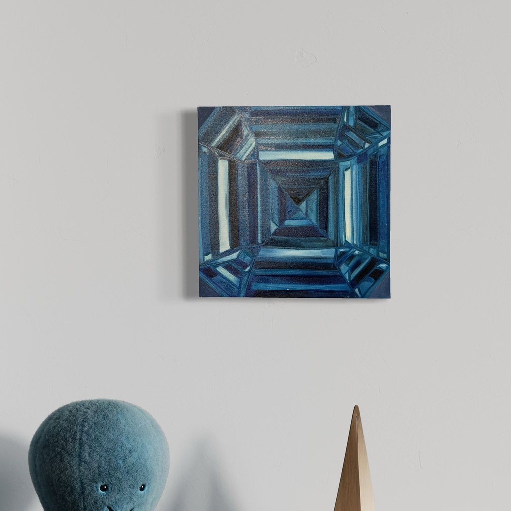 Depth of Sapphire Light | 30 cm x 30 cm x 4 cm | Original Art on Stretched Canvas
