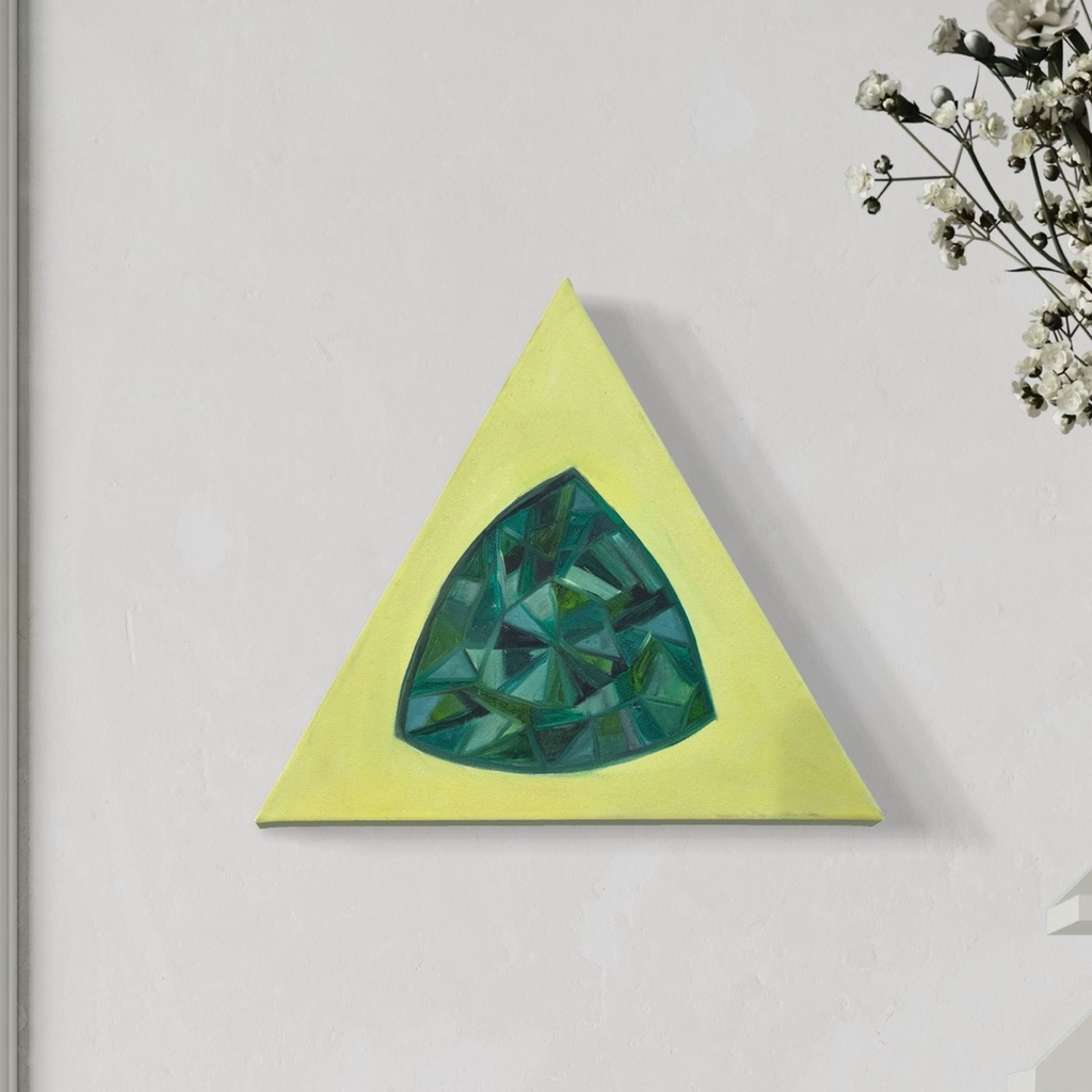 Geometric Emerald Serenity | 35 cm x 40 cm x 2 cm | Original Art on Stretched Canvas
