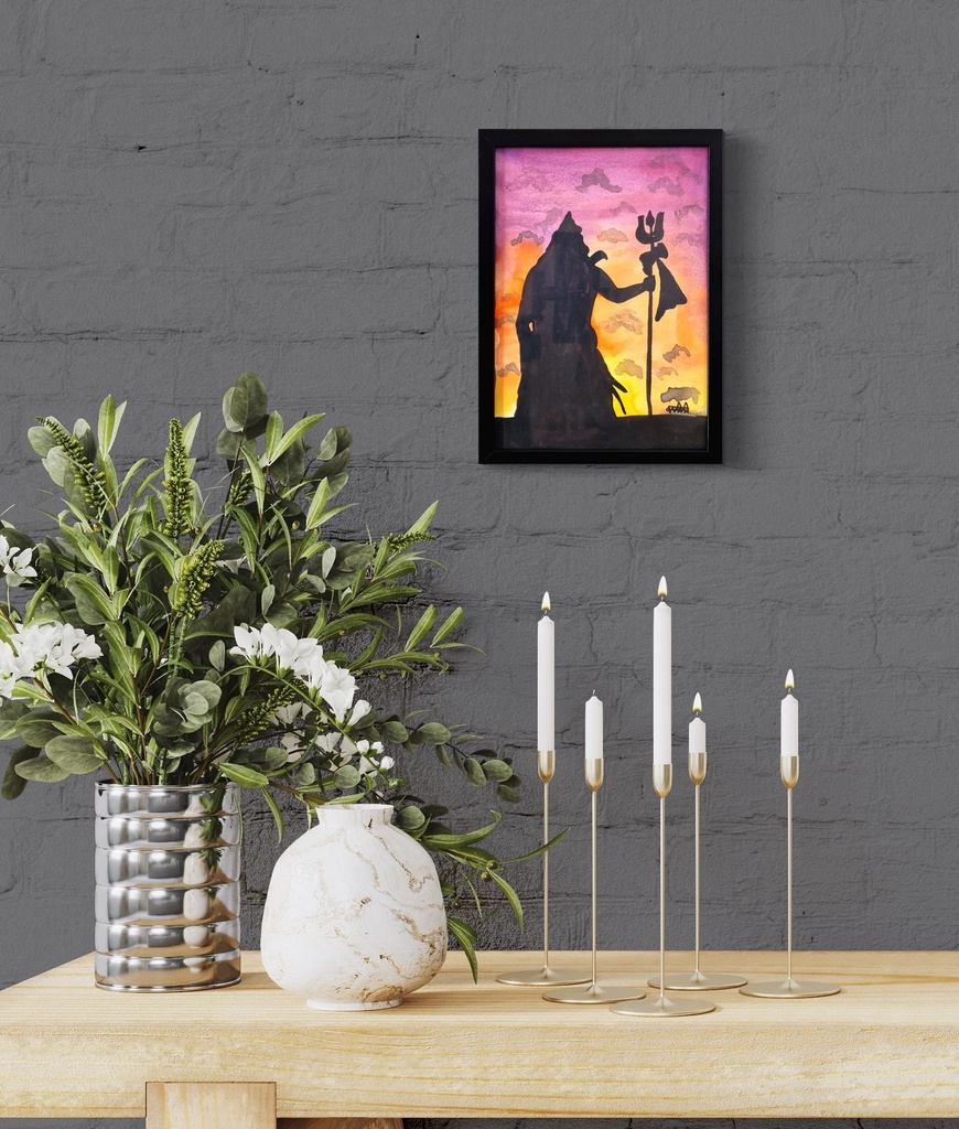 The Silent Watcher of Kailasa | 20 cm x 15 cm x 2 cm | Original Art on Watercolor Paper