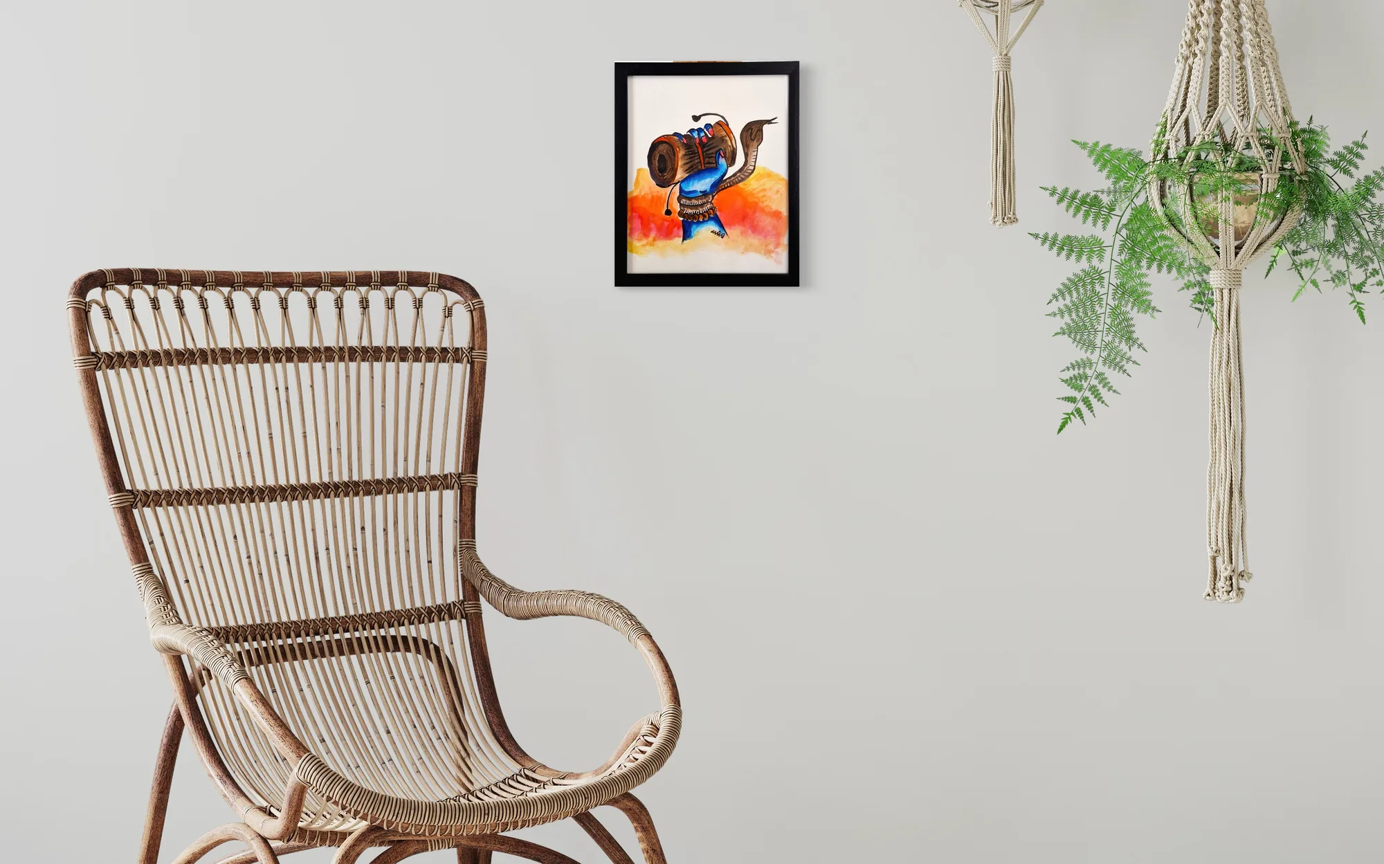 Vibrant watercolour depicting a divine figure against warm orange and yellow tones.